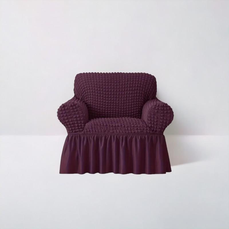 Bubble Style Frill Sofa Cover | Purple Color | Non-slip Elastic Sofa Cover With Skirt, Furniture Protector For Bedroom Office Living Room Home Decor
