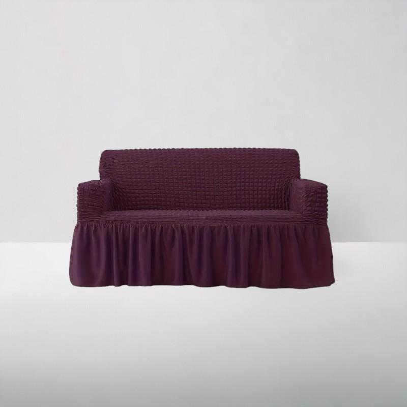 Bubble Style Frill Sofa Cover | Purple Color | Non-slip Elastic Sofa Cover With Skirt, Furniture Protector For Bedroom Office Living Room Home Decor
