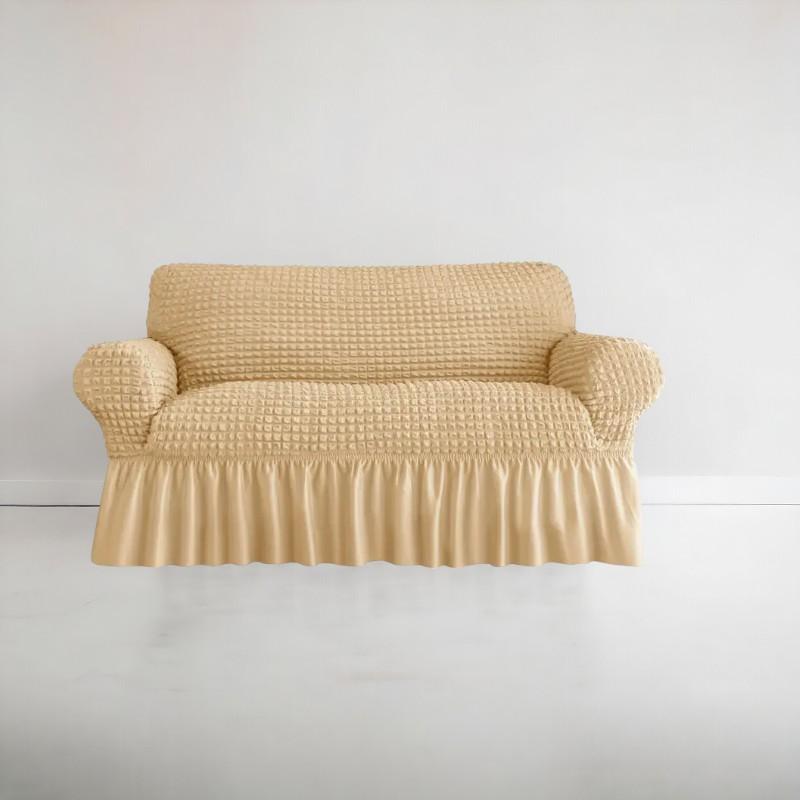 Bubble Style Frill Sofa Cover | Skin Golden Color | Non-slip Elastic Sofa Cover With Skirt, Furniture Protector For Bedroom Office Living Room Home Decor