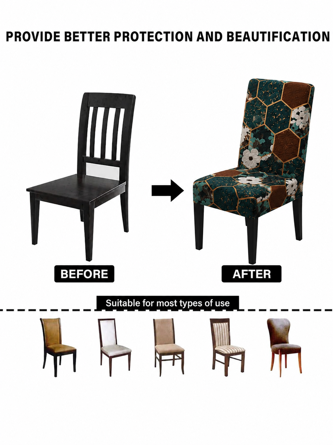 Printed Waterproof Ultrasonic Micro Cotton Dinning Chair Cover TDD-1