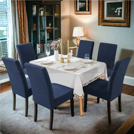 Micro Mesh Fitted Dining Chair Cover | Navy Blue Color | For Weddings, Dining Rooms, Offices, Banquets, And Home Decor