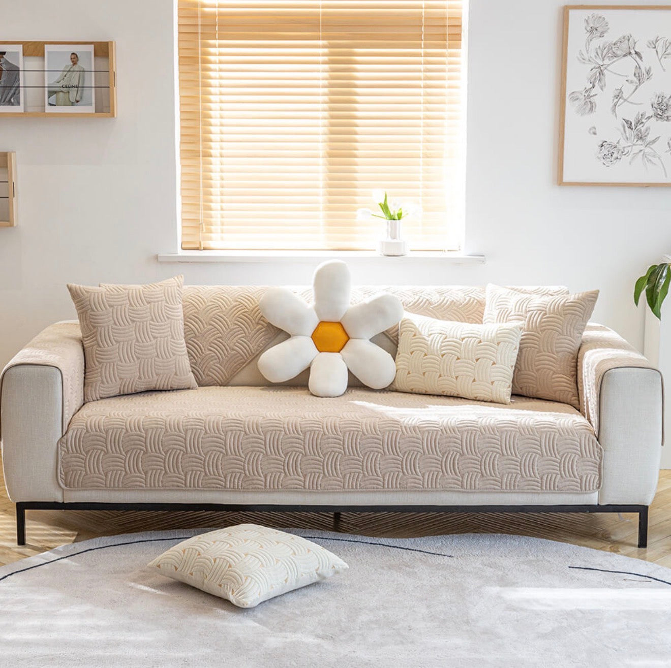 Modern Wave Quilted Sofa Protector