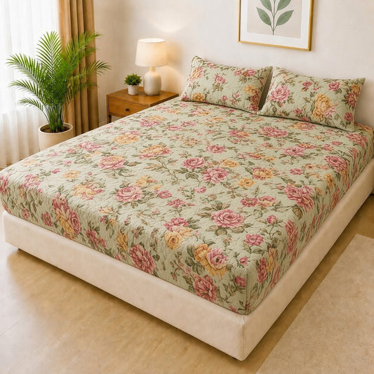 Printed 3 Piece's Quilted Bedsheets Set (100% Waterproof) New Arrivals! Luxury Bedsheet tm-0015