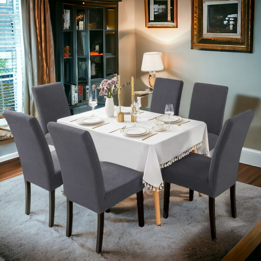 Micro Mesh Fitted Dining Chair Cover | Grey Color | For Weddings, Dining Rooms, Offices, Banquets, And Home Decor