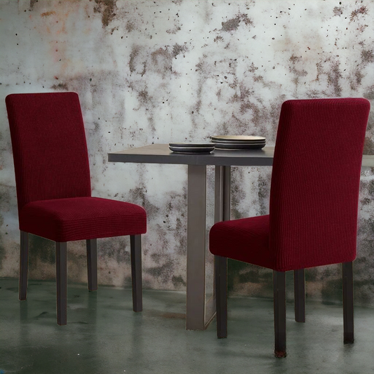 Micro Mesh Fitted Dining Chair Cover | Maroon Color | For Weddings, Dining Rooms, Offices, Banquets, And Home Decor