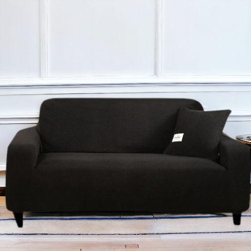 Micro Mesh Fitted Sofa Cover | Black Color - Elastic Fitting Cover All side of Sofa with Perfect Fitting