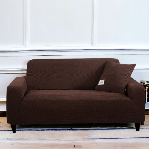 Micro Mesh Fitted Sofa Cover | Brown Color - Elastic Fitting Cover All side of Sofa with Perfect Fitting