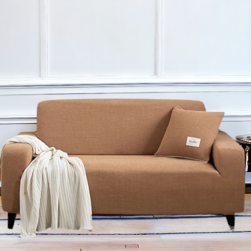 Micro Mesh Fitted Sofa Cover | Copper Color - Elastic Fitting Cover All side of Sofa with Perfect Fitting