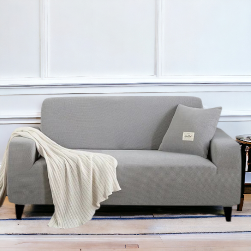 Micro Mesh Fitted Sofa Cover | Light Grey Color - Elastic Fitting Cover All side of Sofa with Perfect Fitting