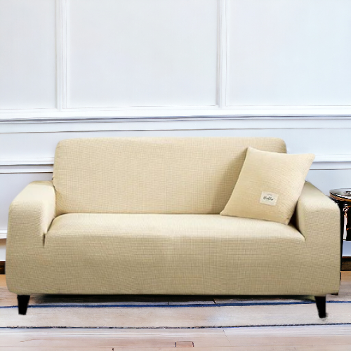 Micro Mesh Fitted Sofa Cover | Skin Golden Color - Elastic Fitting Cover All side of Sofa with Perfect Fitting