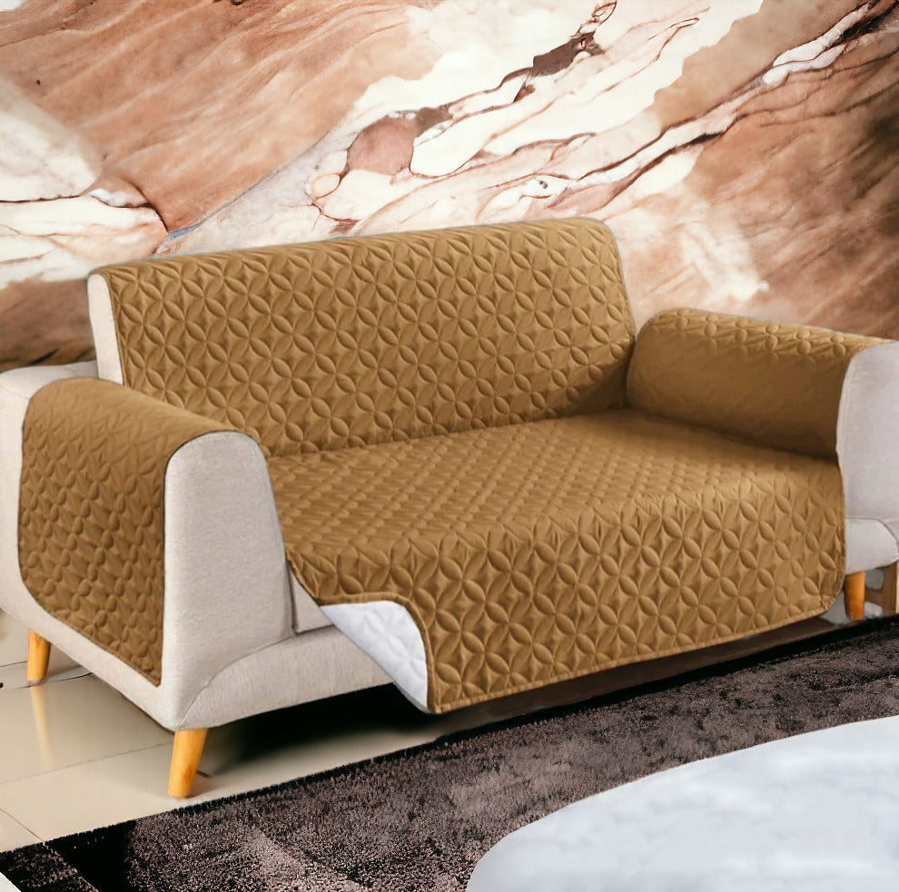 Ultrasonic Cotton Quilted Sofa Runner | Copper Color | safeguard your sofa from stains, spills, pet hair, and general wear and tear