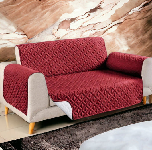 Ultrasonic Cotton Quilted Sofa Runner | Maroon Color | safeguard your sofa from stains, spills, pet hair, and general wear and tear