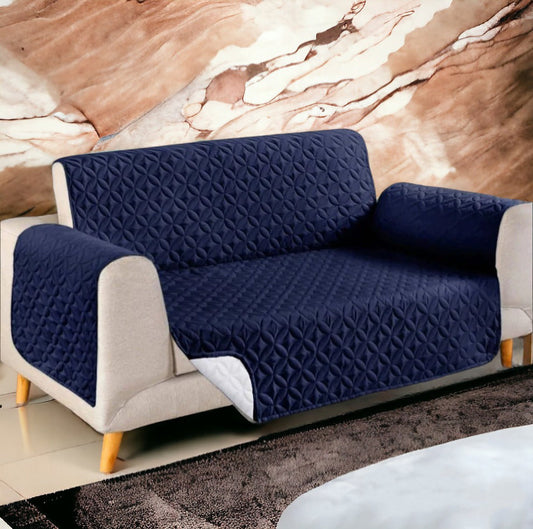 Ultrasonic Cotton Quilted Sofa Runner | Navy Blue Color | safeguard your sofa from stains, spills, pet hair, and general wear and tear