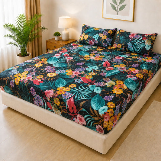 Printed 3 Piece's Quilted Bedsheets Set (100% Waterproof) New Arrivals! Luxury Bedsheet tm-0007