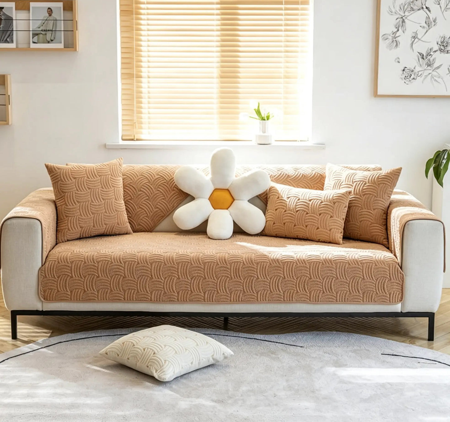 Modern Wave Quilted Sofa Protector