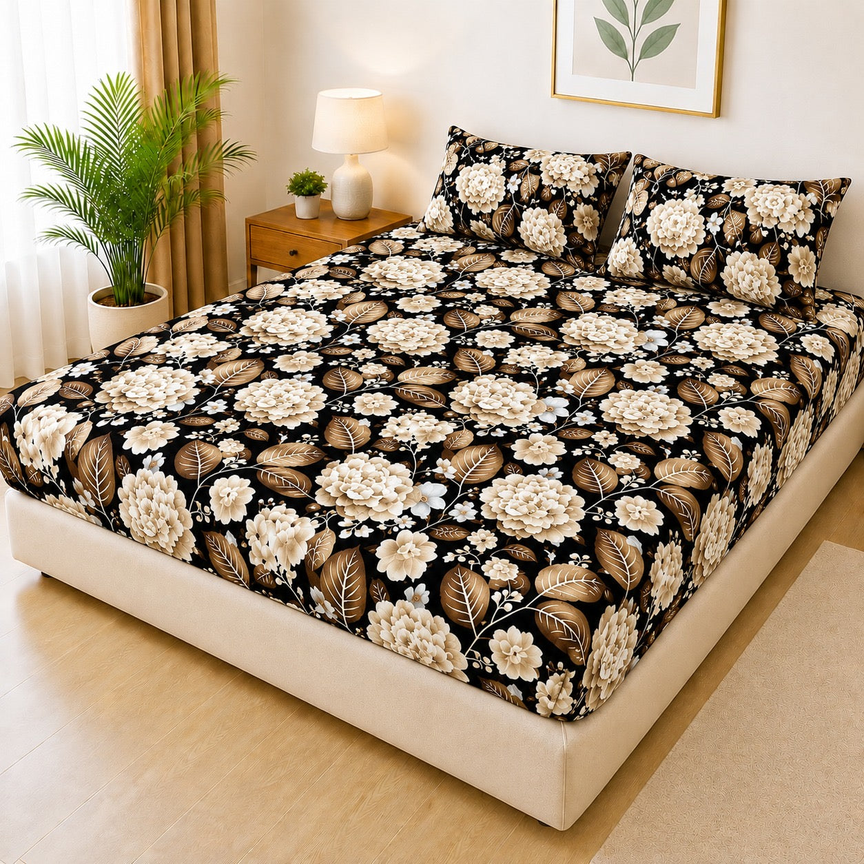 Printed 3 Piece's Quilted Bedsheets Set (100% Waterproof) New Arrivals! Luxury Bedsheet tm-0001