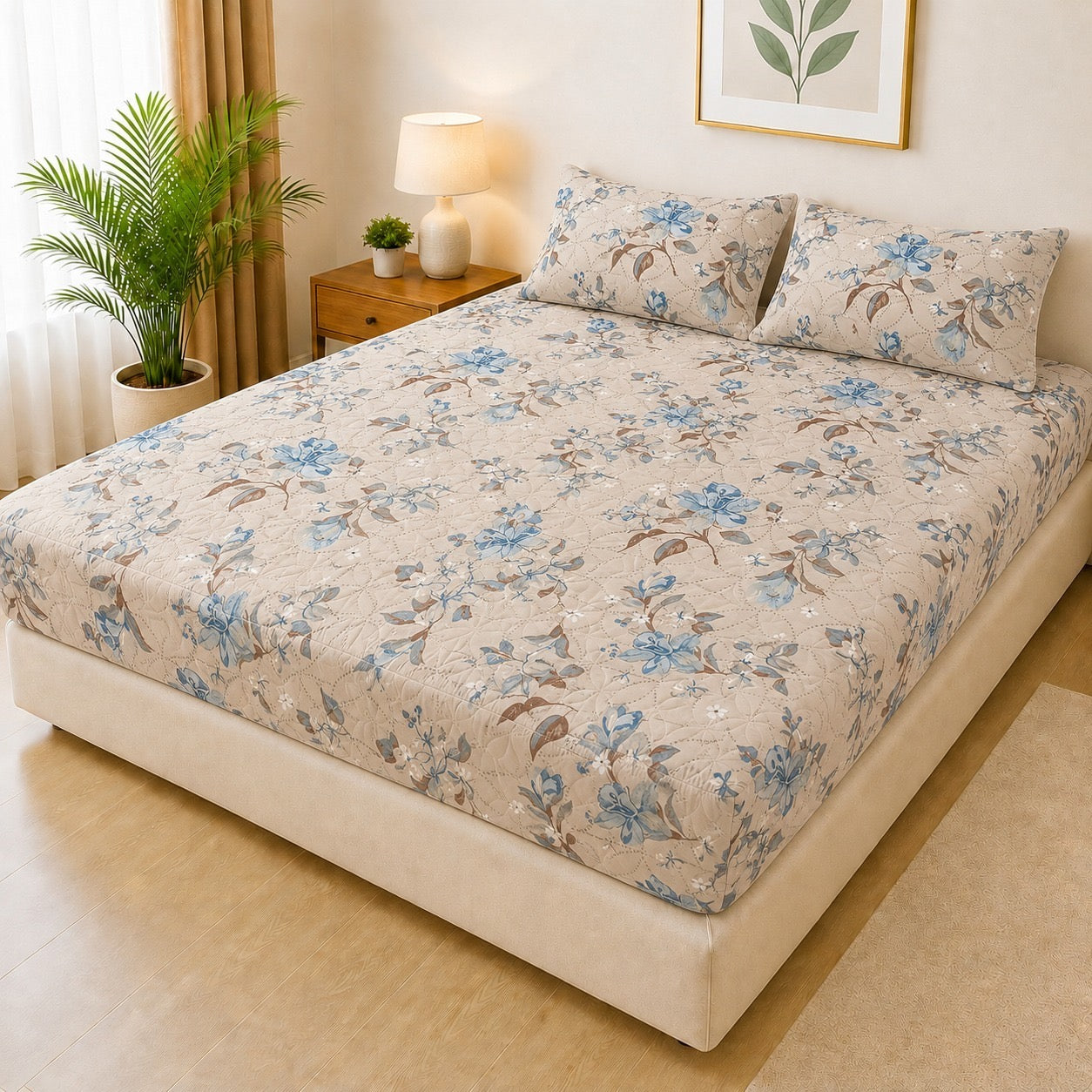 Printed 3 Piece's Quilted Bedsheets Set ( 1 00% Waterproof) New Arrivals! Luxury Bedsheet tm-0022