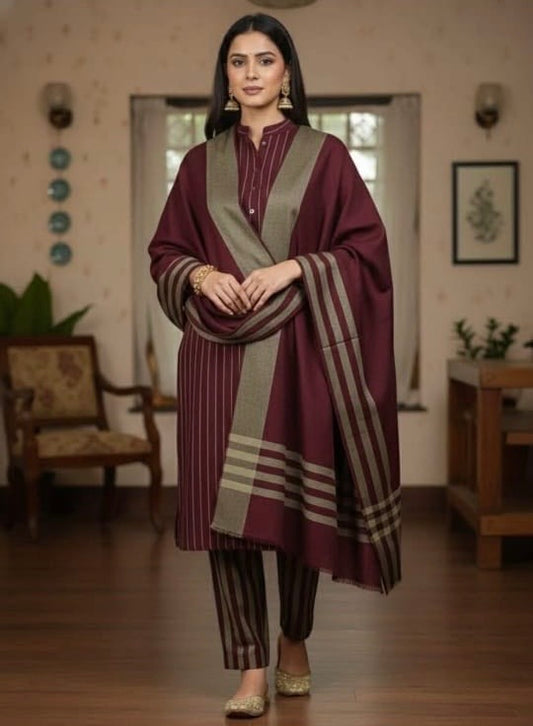 3PC Dress Multani Khaadi Sussi - MAROON LINING