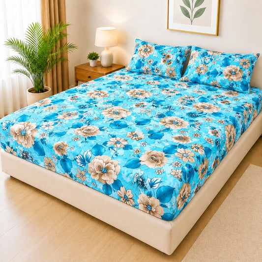 Printed 3 Piece's Quilted Bedsheets Set (100% Waterproof) New Arrivals! Luxury Bedsheet tm-0018