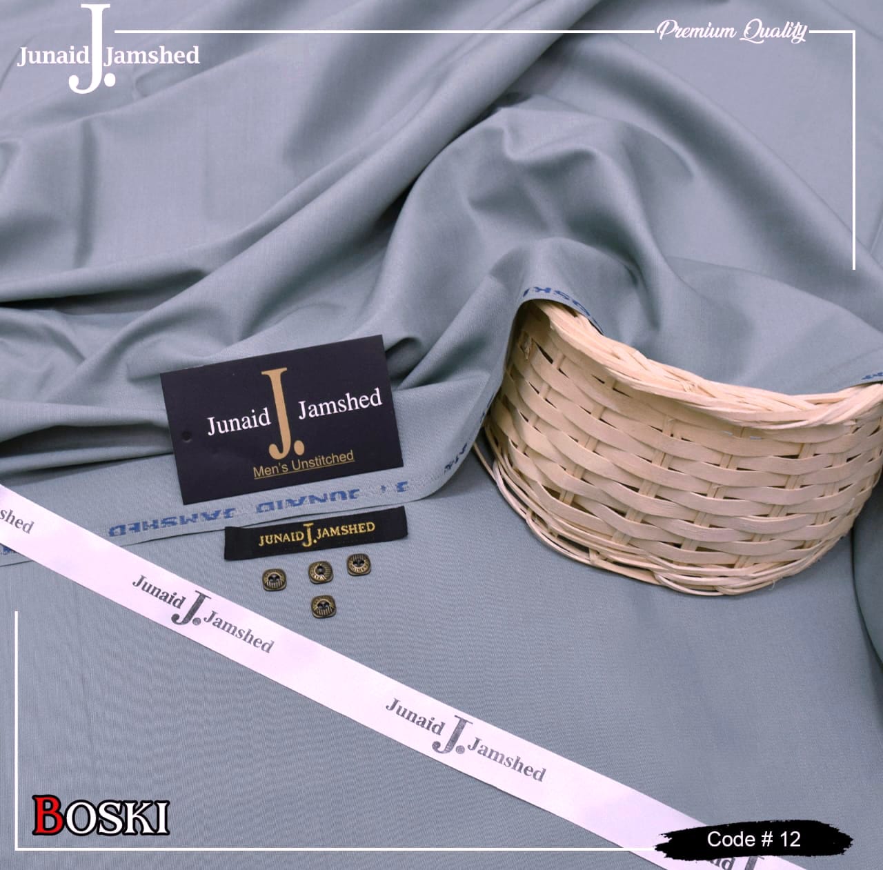 J. Junaid Jamshed wash and Wear Booski - Metallic Grey